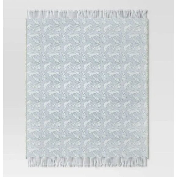 Target Woven Jacquard Bunny Easter Throw Blanket Blue Threshold™ - Picture 1 of 8